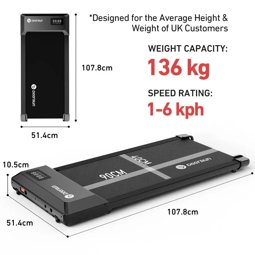 SlimFold Ultra-Quiet Treadmill – Slide-Under Bed/Closet, Space-Saving Portable Cardio